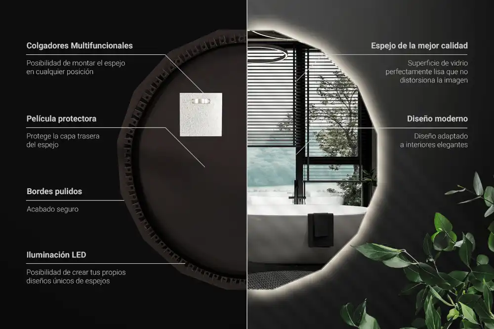 Geometrisk spegel med LED-belysning