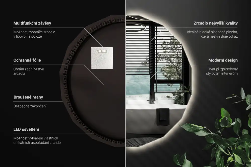 Geometrisk spegel med LED-belysning