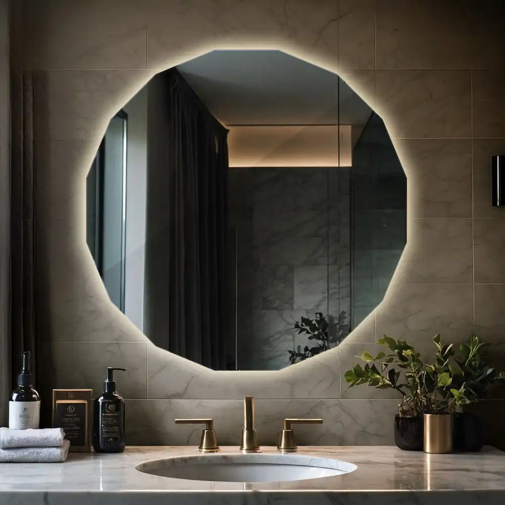 Geometrisk spegel med LED-belysning