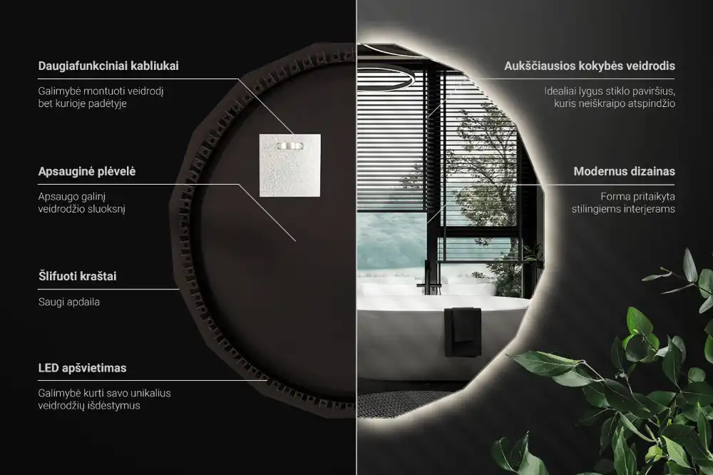 Geometrisk spegel med LED-belysning