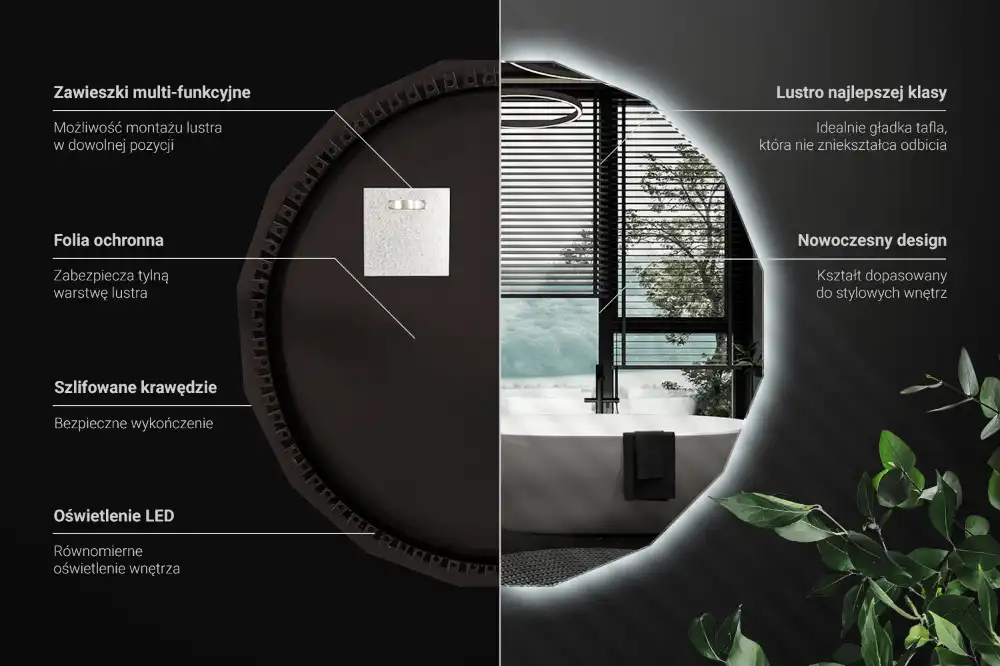 Geometrisk spegel med LED-belysning
