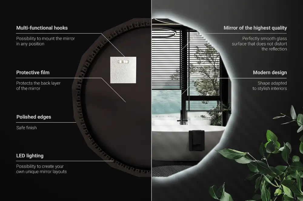 Geometrisk spegel med LED-belysning