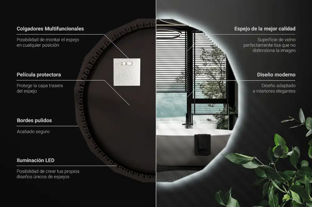 Geometrisk spegel med LED-belysning