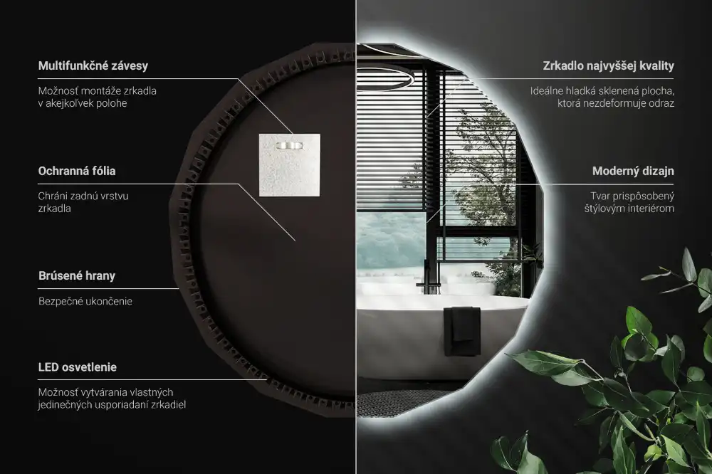 Geometrisk spegel med LED-belysning