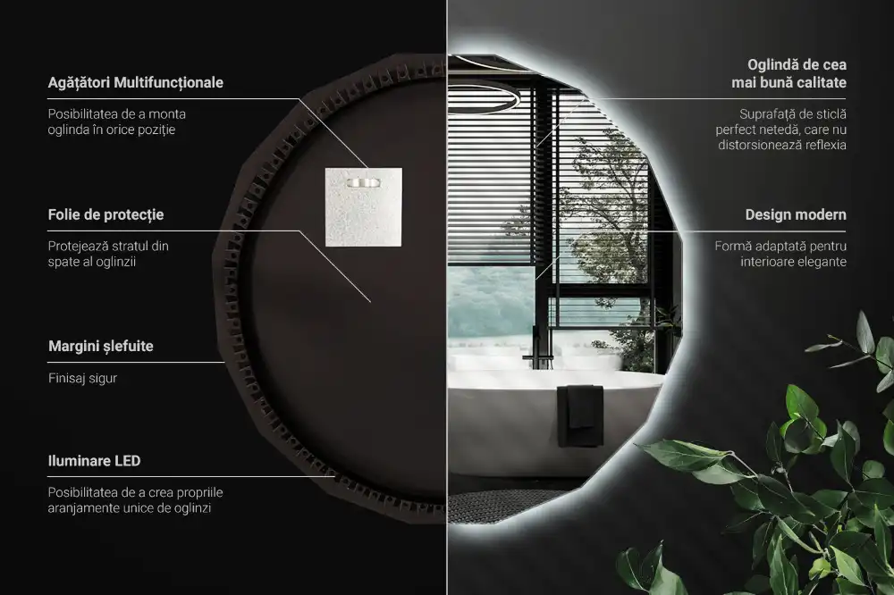 Geometrisk spegel med LED-belysning