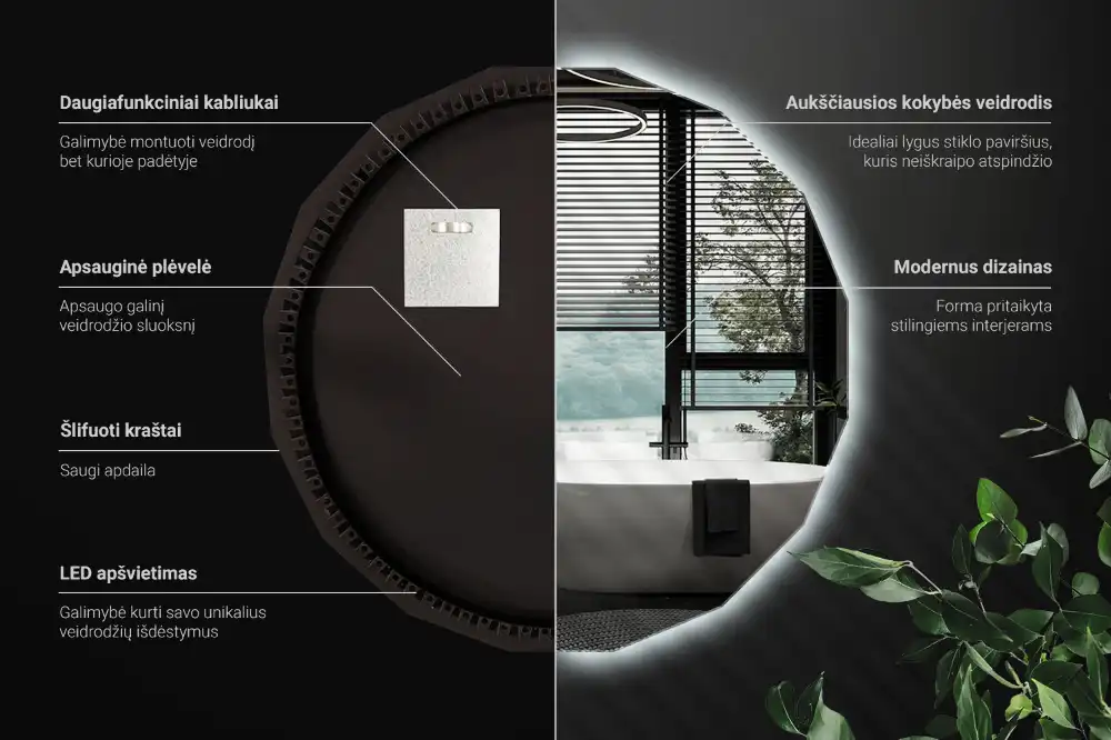 Geometrisk spegel med LED-belysning