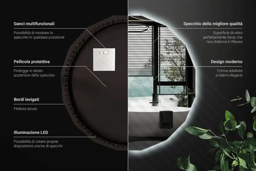 Geometrisk spegel med LED-belysning
