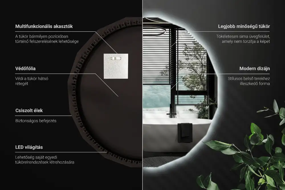 Geometrisk spegel med LED-belysning