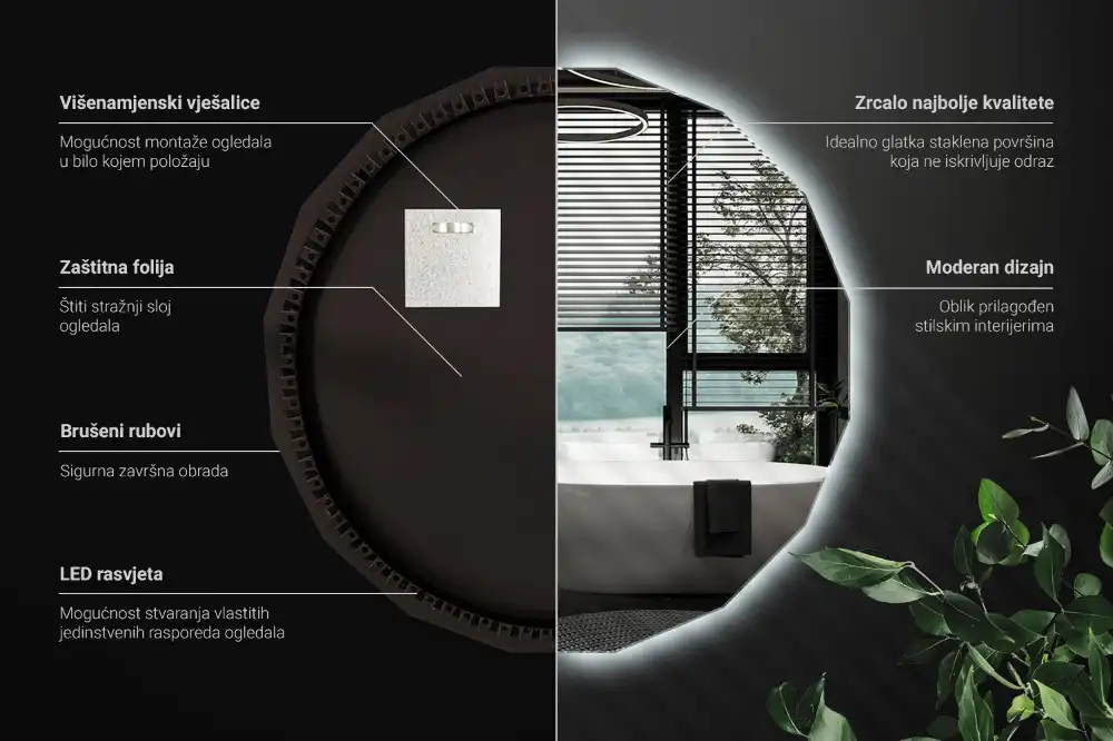 Geometrisk spegel med LED-belysning