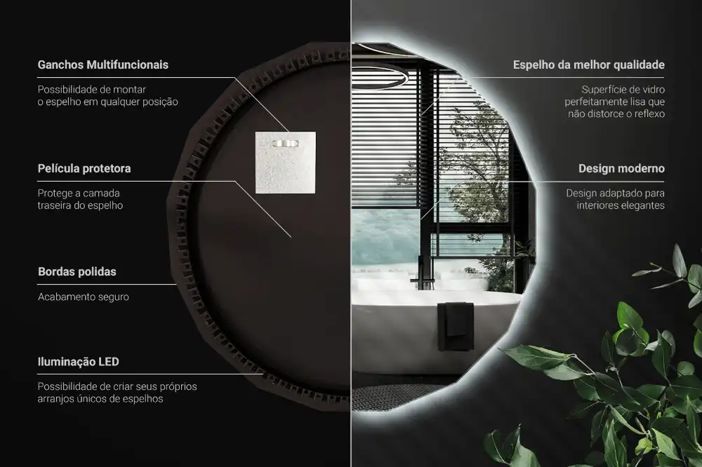 Geometrisk spegel med LED-belysning
