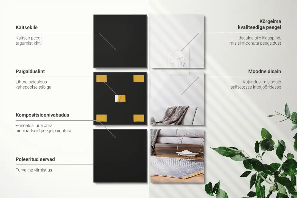 Dekorativa spegelplattor kvadratiska