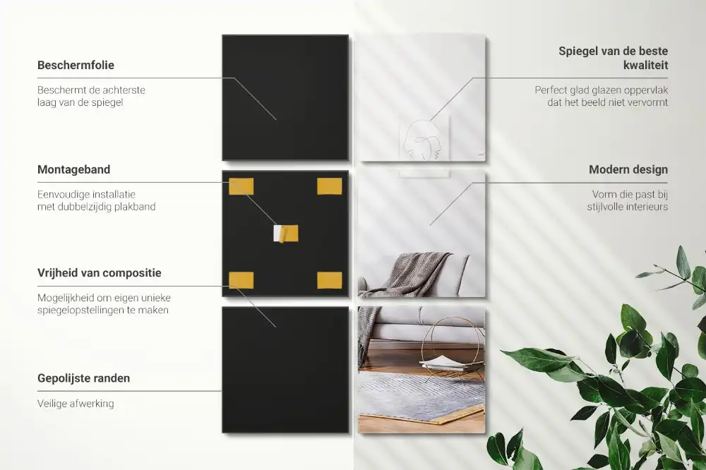 Dekorativa spegelplattor kvadratiska