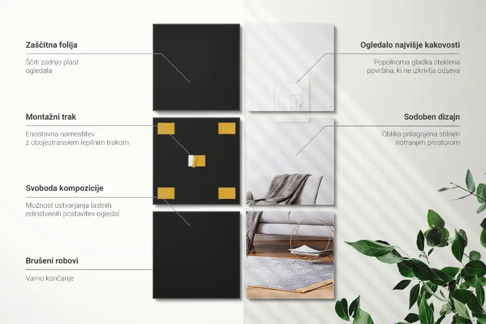 Dekorativa spegelplattor kvadratiska