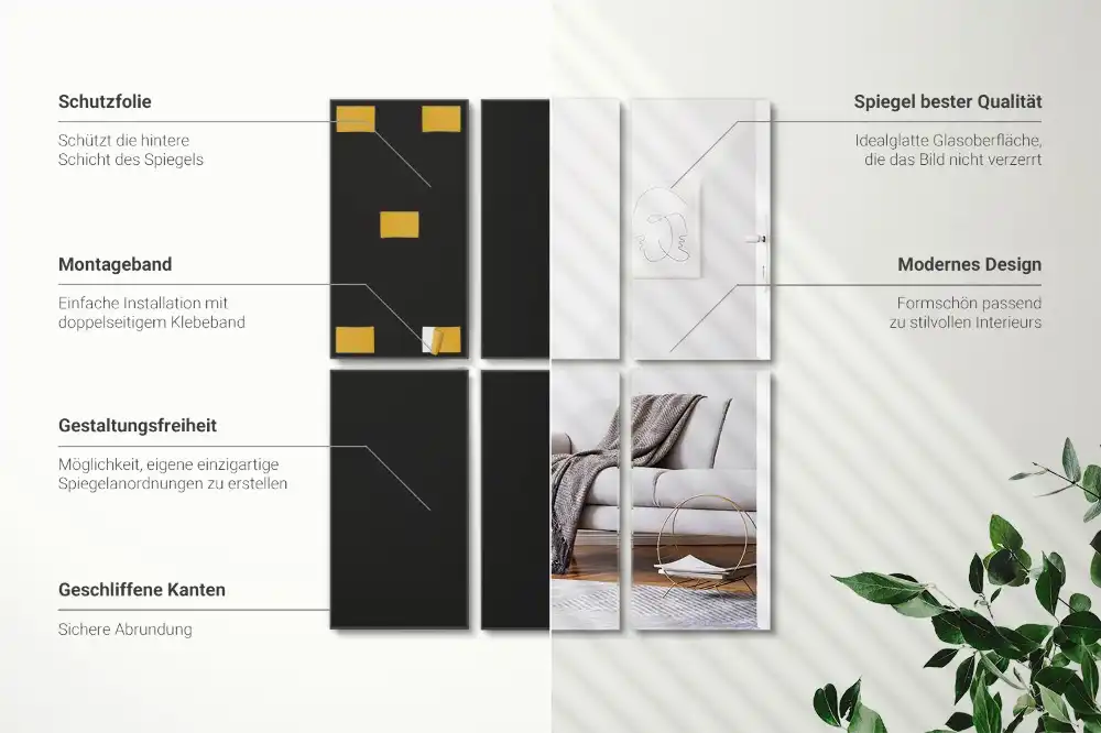 Rektangulära spegelplattor dekorativa