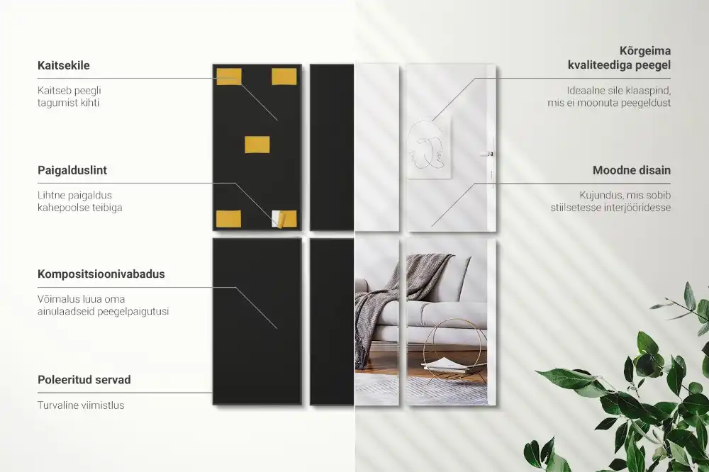 Rektangulära spegelplattor dekorativa