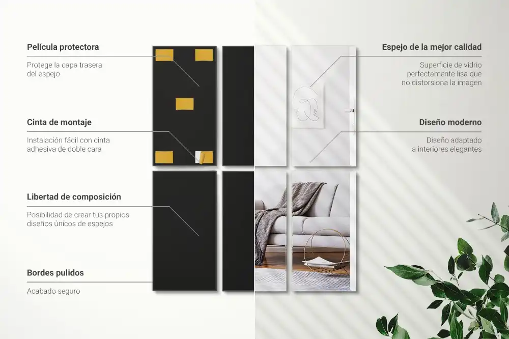 Rektangulära spegelplattor dekorativa