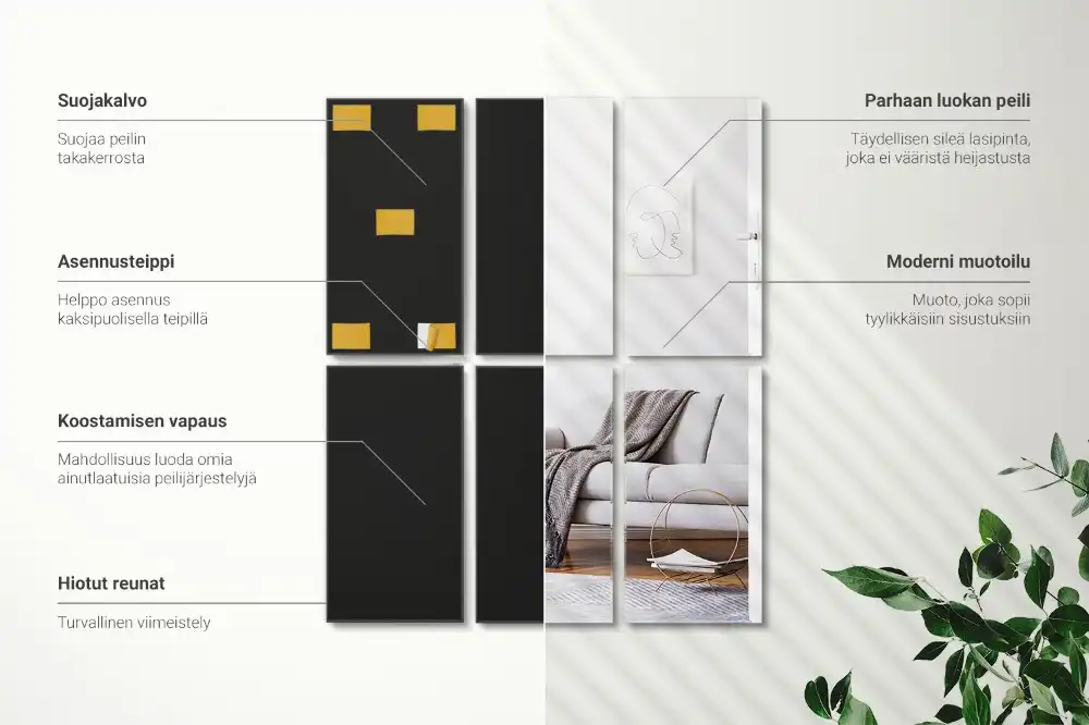 Rektangulära spegelplattor dekorativa