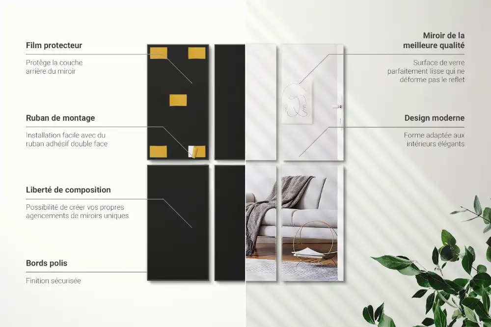 Rektangulära spegelplattor dekorativa