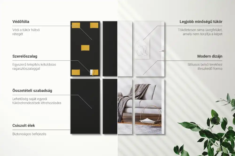 Rektangulära spegelplattor dekorativa