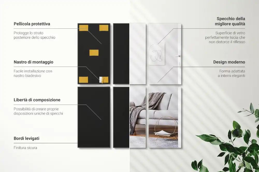 Rektangulära spegelplattor dekorativa