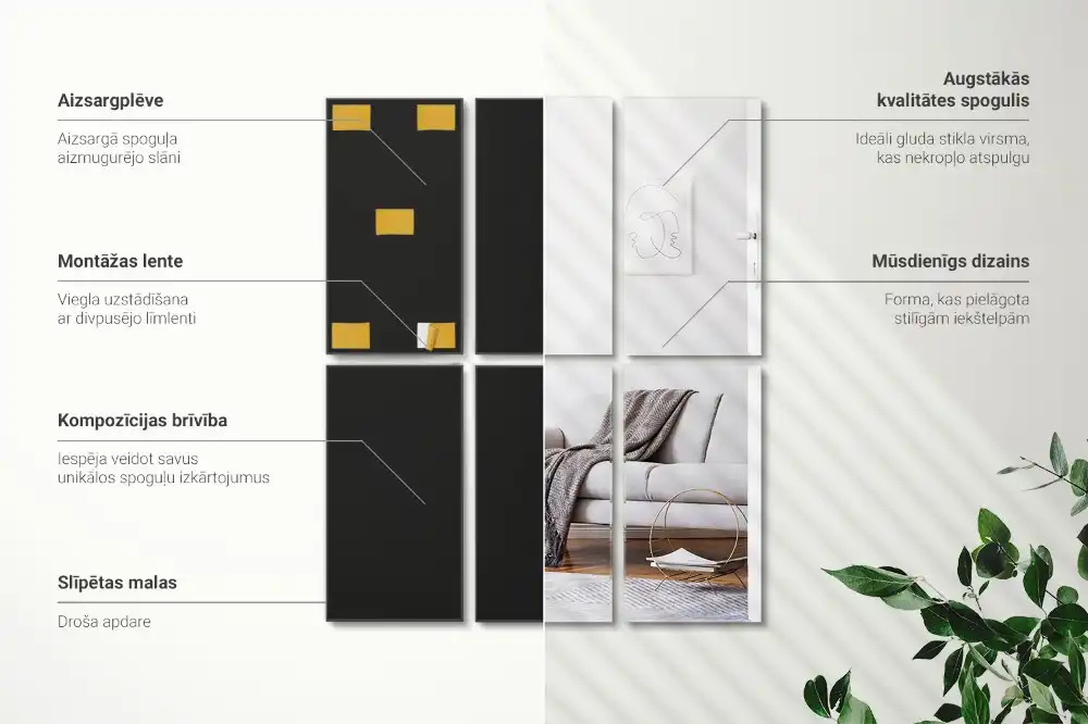 Rektangulära spegelplattor dekorativa