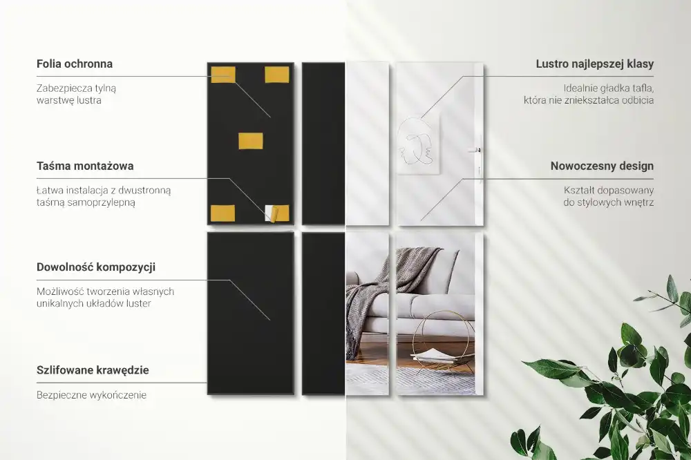 Rektangulära spegelplattor dekorativa