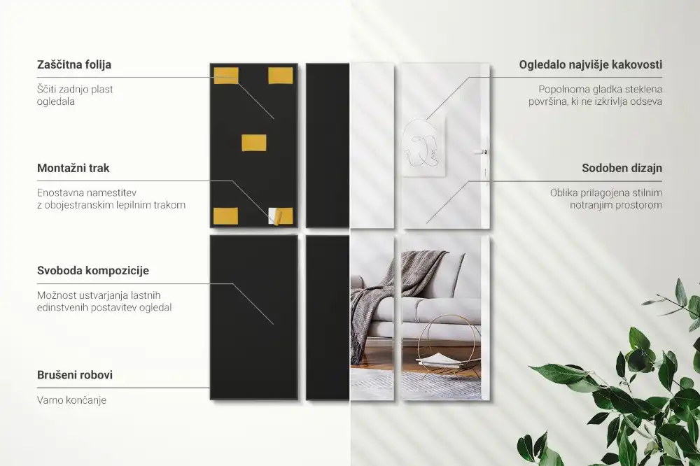 Rektangulära spegelplattor dekorativa