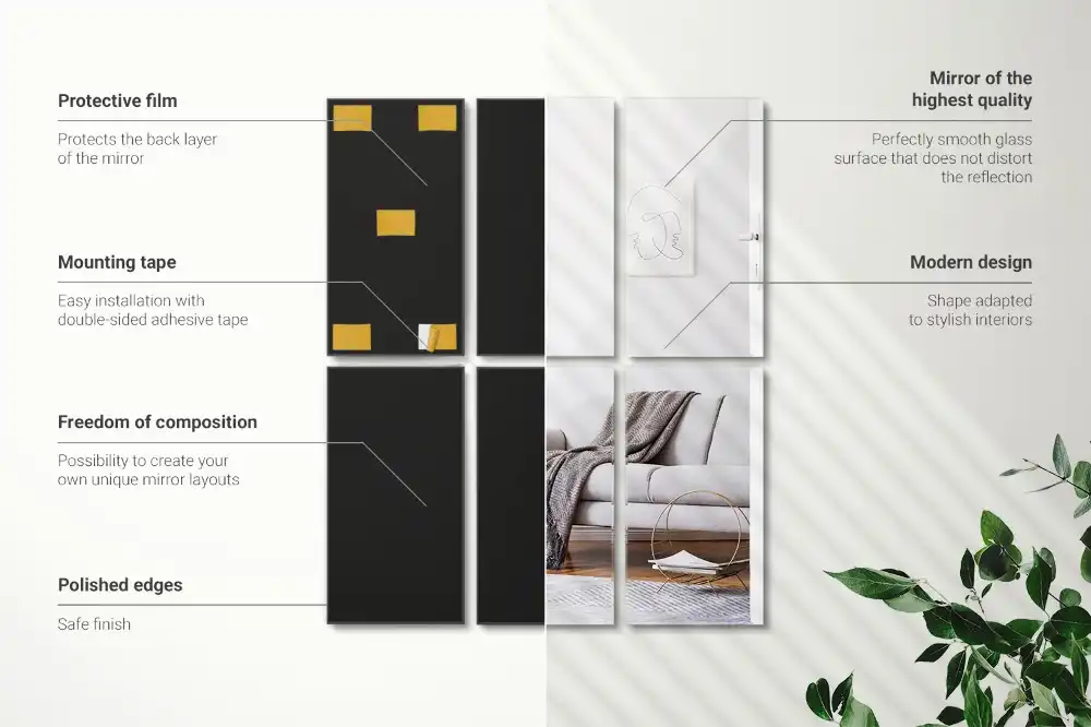 Rektangulära spegelplattor dekorativa